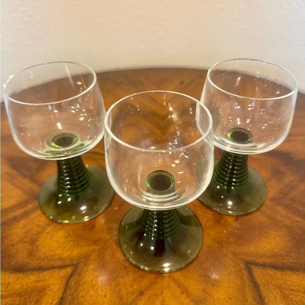 3 Schott Zwiesel Roemer Germany Green Beehive Stem Wine Glasses